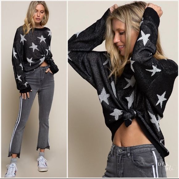 POL Tops - Lightweight POL Star Print Sweater Top